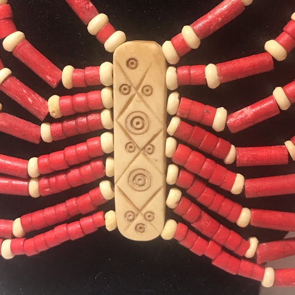 Vintage statement bib Himalayan necklace natural beads, 18” - Picture 3 of 6